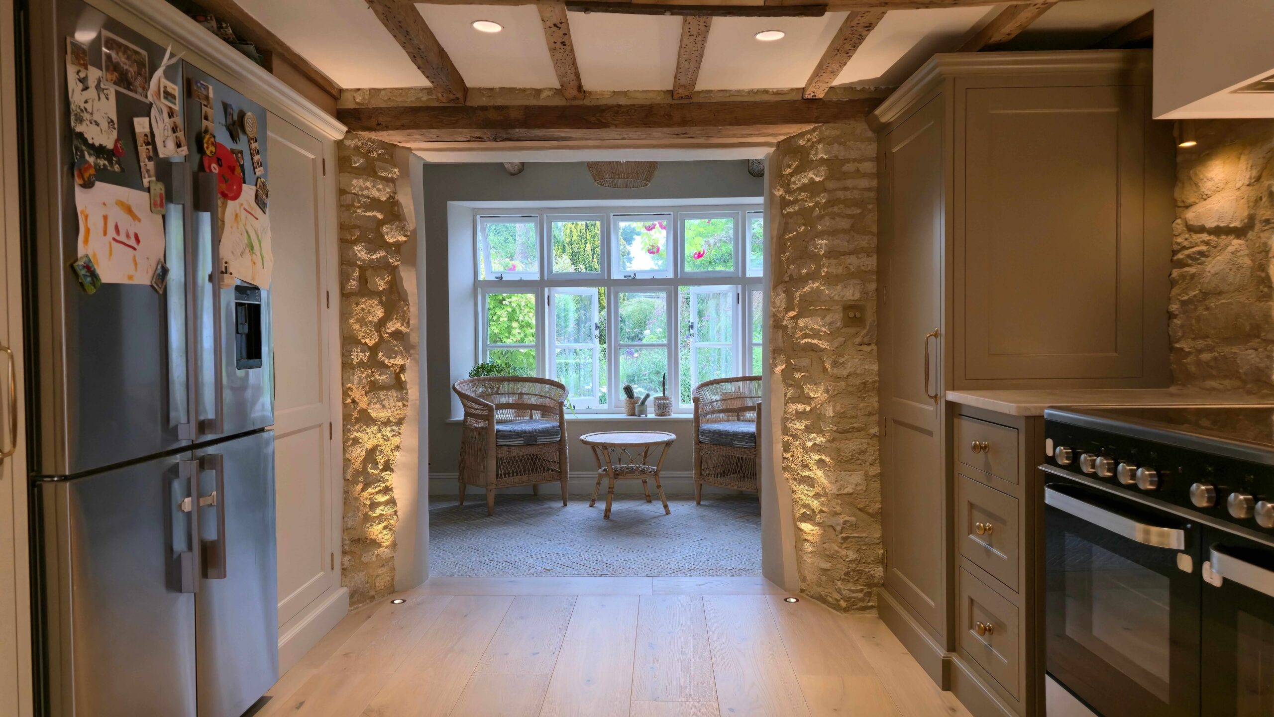 heritage property renovation with exposed brick walls and beams